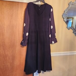 New Susan Betro sweater dress polka dot sheer sleeves never worn 1x 2x